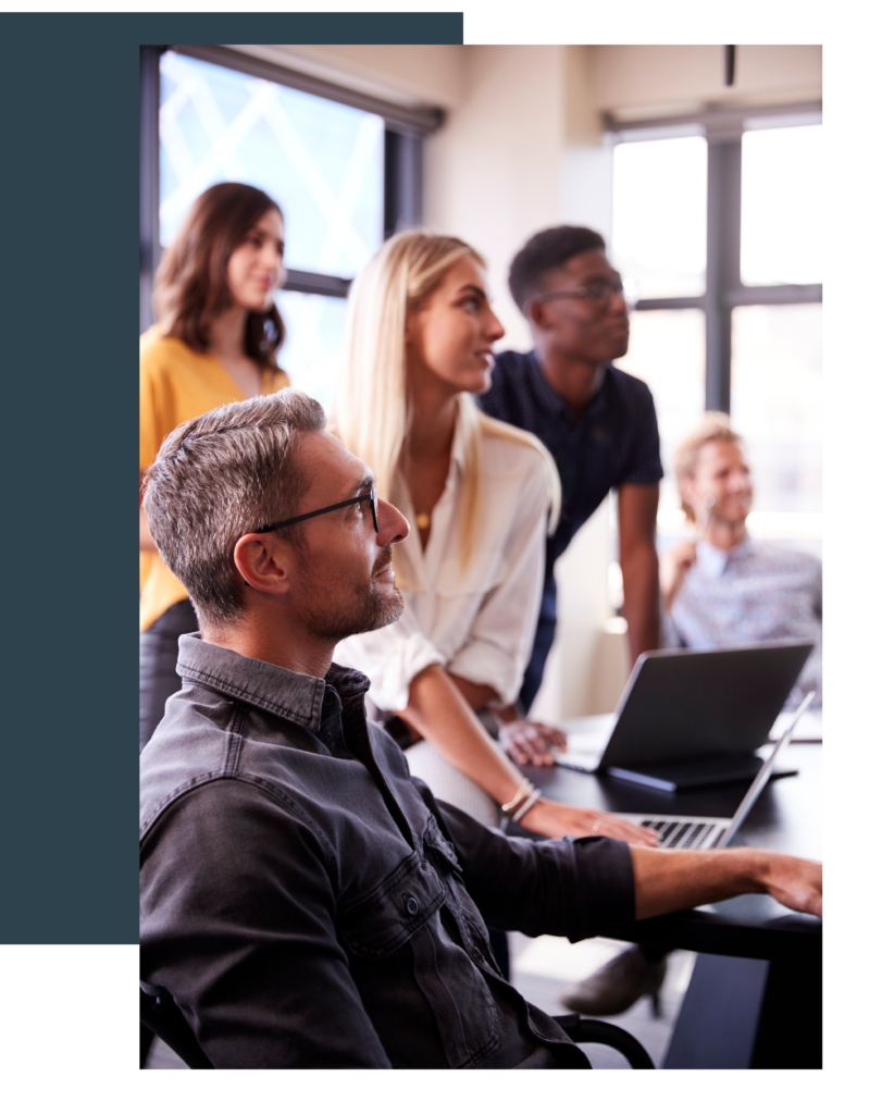 business team listening and brainstorming