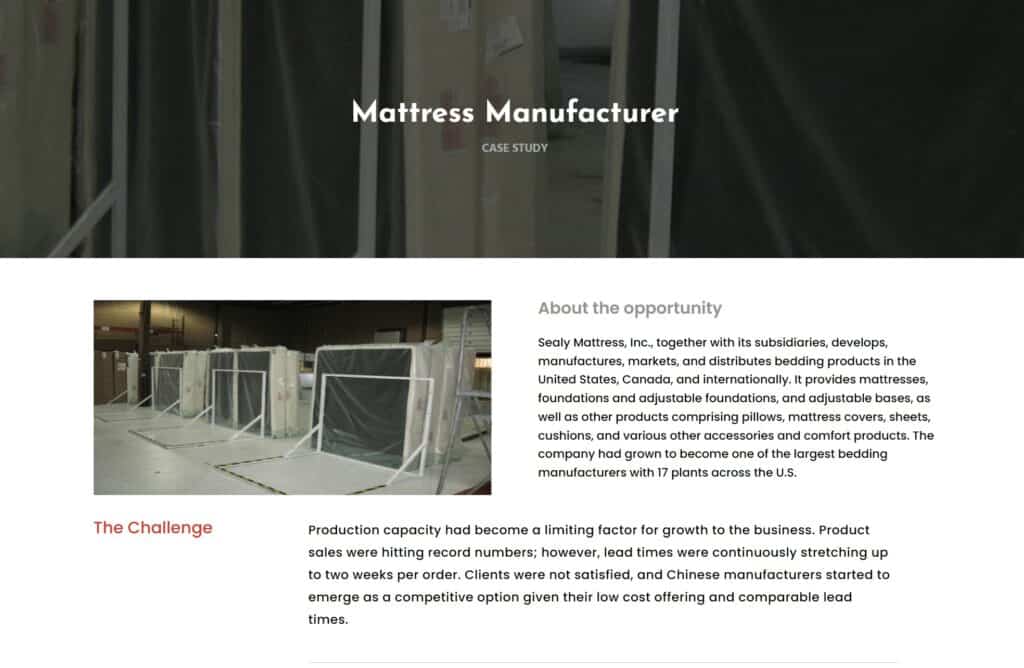 manufacturing consultant case study example