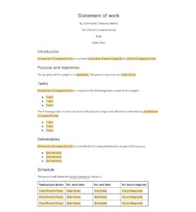 statement of work template consulting